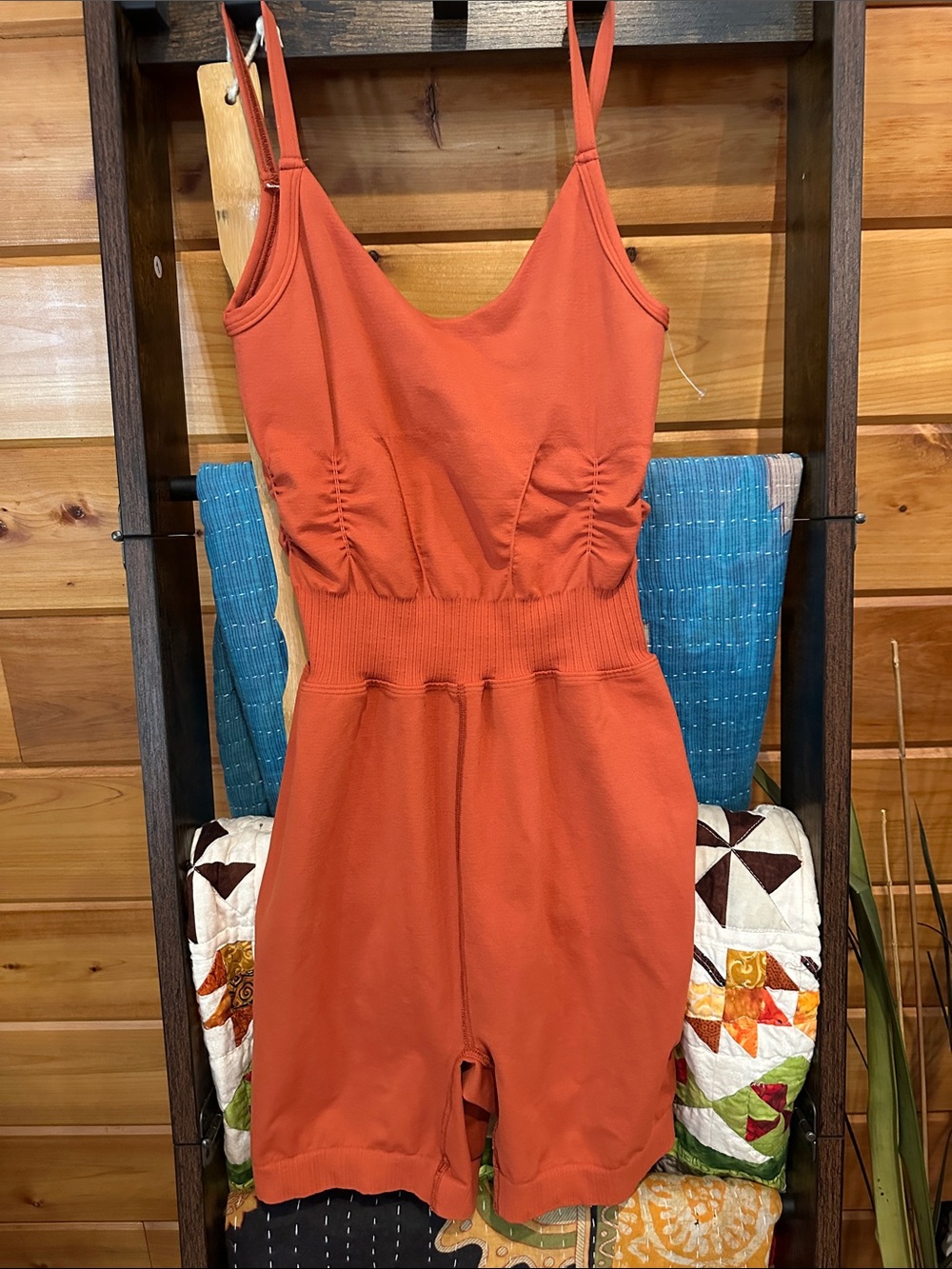 FP Movement by Free People Rust Orange Stretch runsie romper Shorts